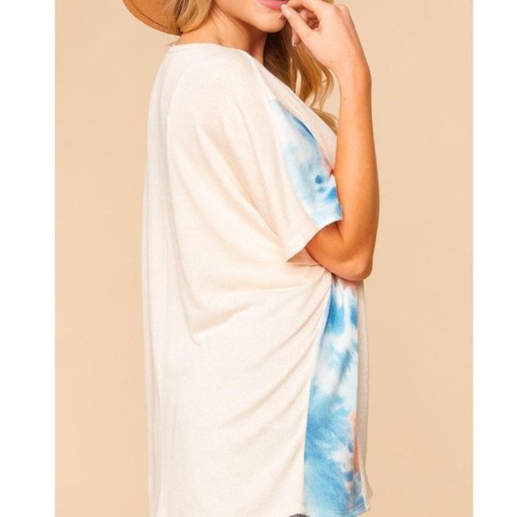 Tie Dye Color Block Out Seam Top - Picture 4 of 6